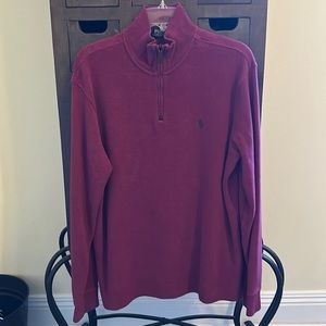Men's Polo Quarter Zip Sweater Medium